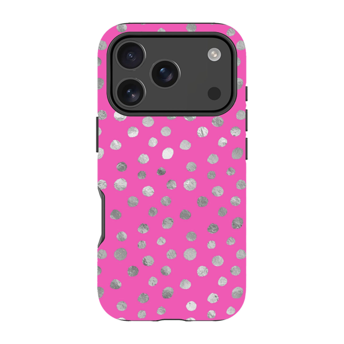 iPhone Tough Case - Pink and Silver Dots