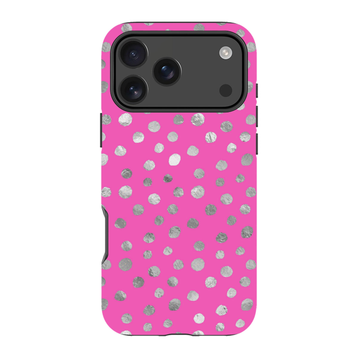iPhone Tough Case - Pink and Silver Dots