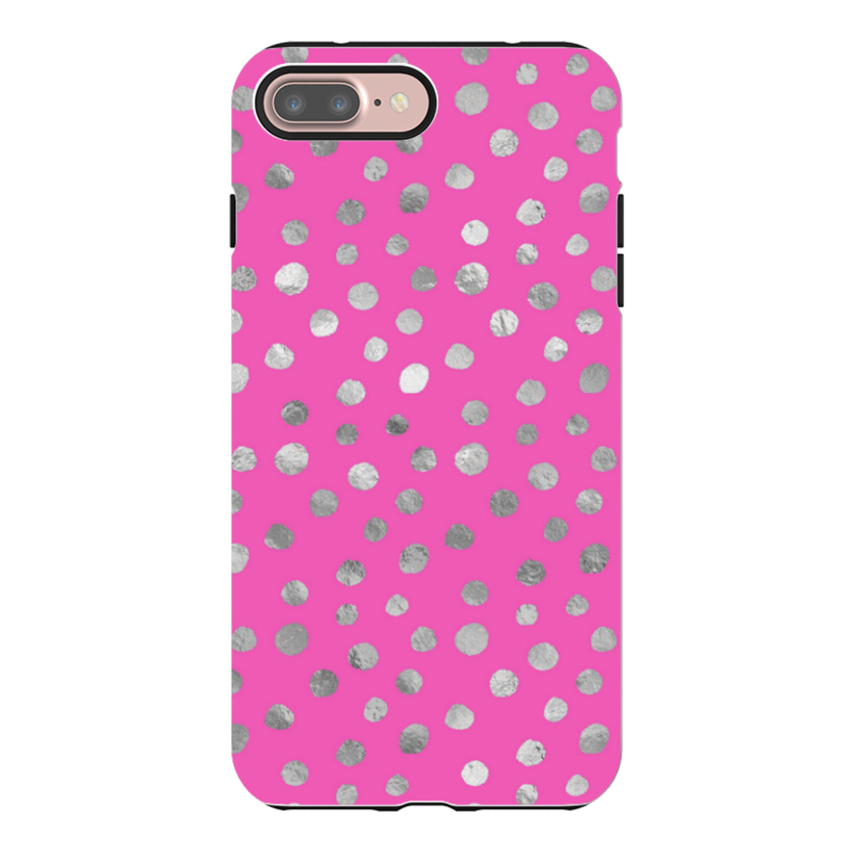 iPhone Tough Case - Pink and Silver Dots