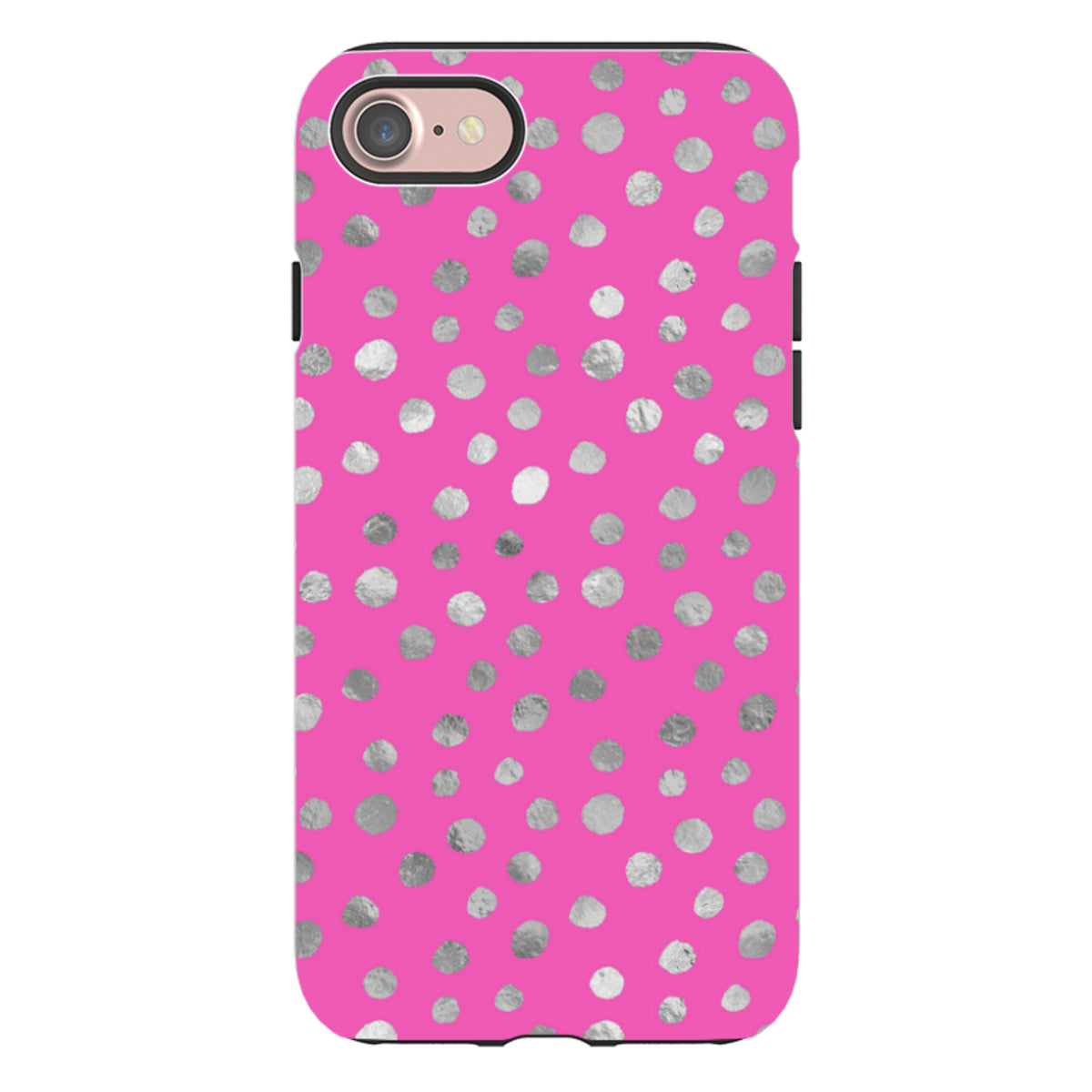 iPhone Tough Case - Pink and Silver Dots