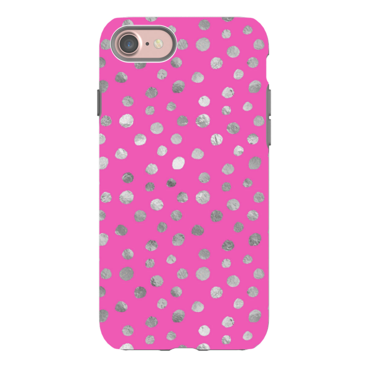 iPhone Tough Case - Pink and Silver Dots