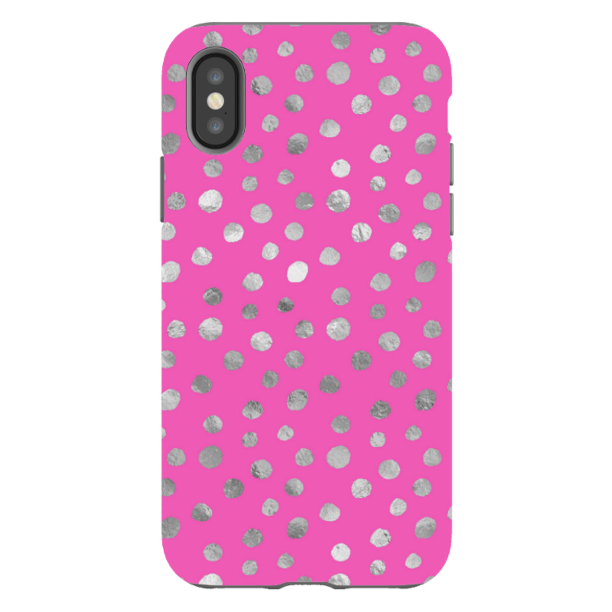 iPhone Tough Case - Pink and Silver Dots