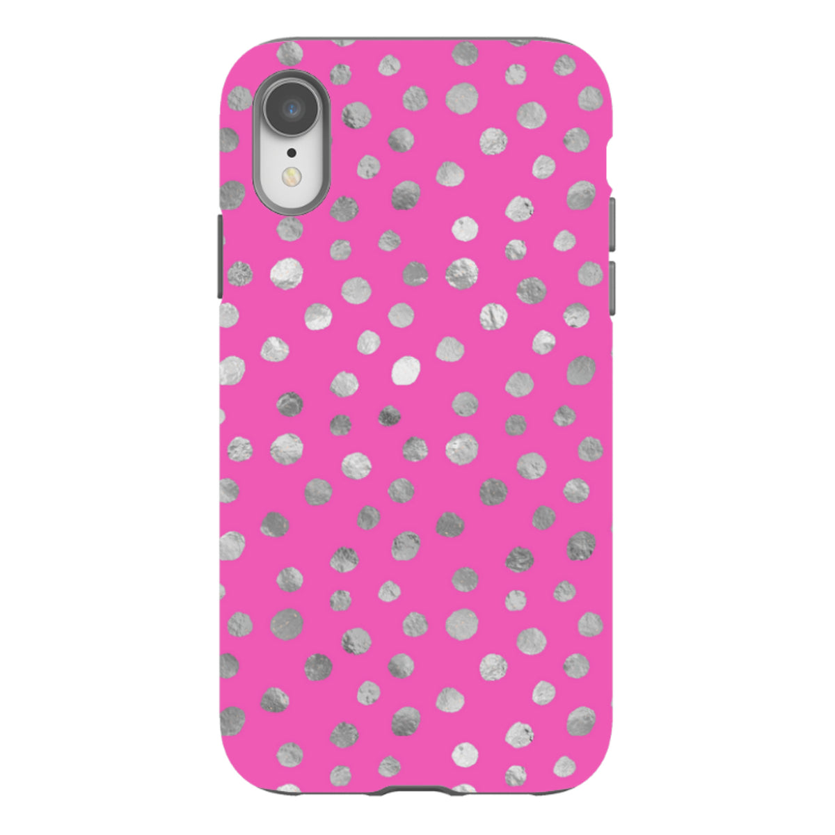 iPhone Tough Case - Pink and Silver Dots