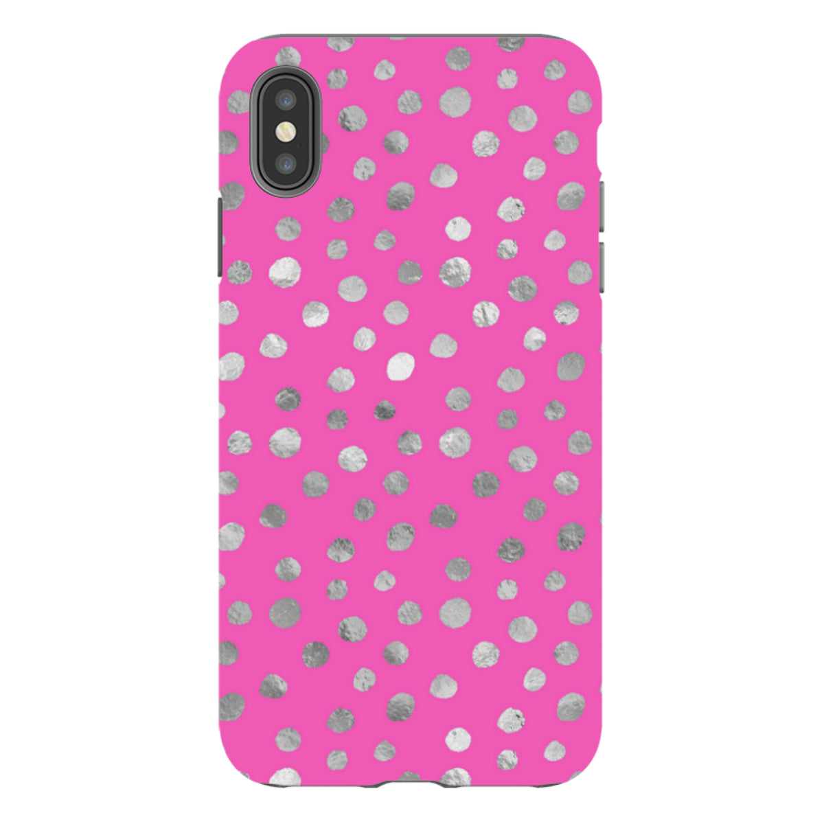 iPhone Tough Case - Pink and Silver Dots