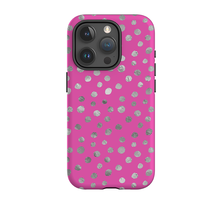 iPhone Tough Case - Pink and Silver Dots