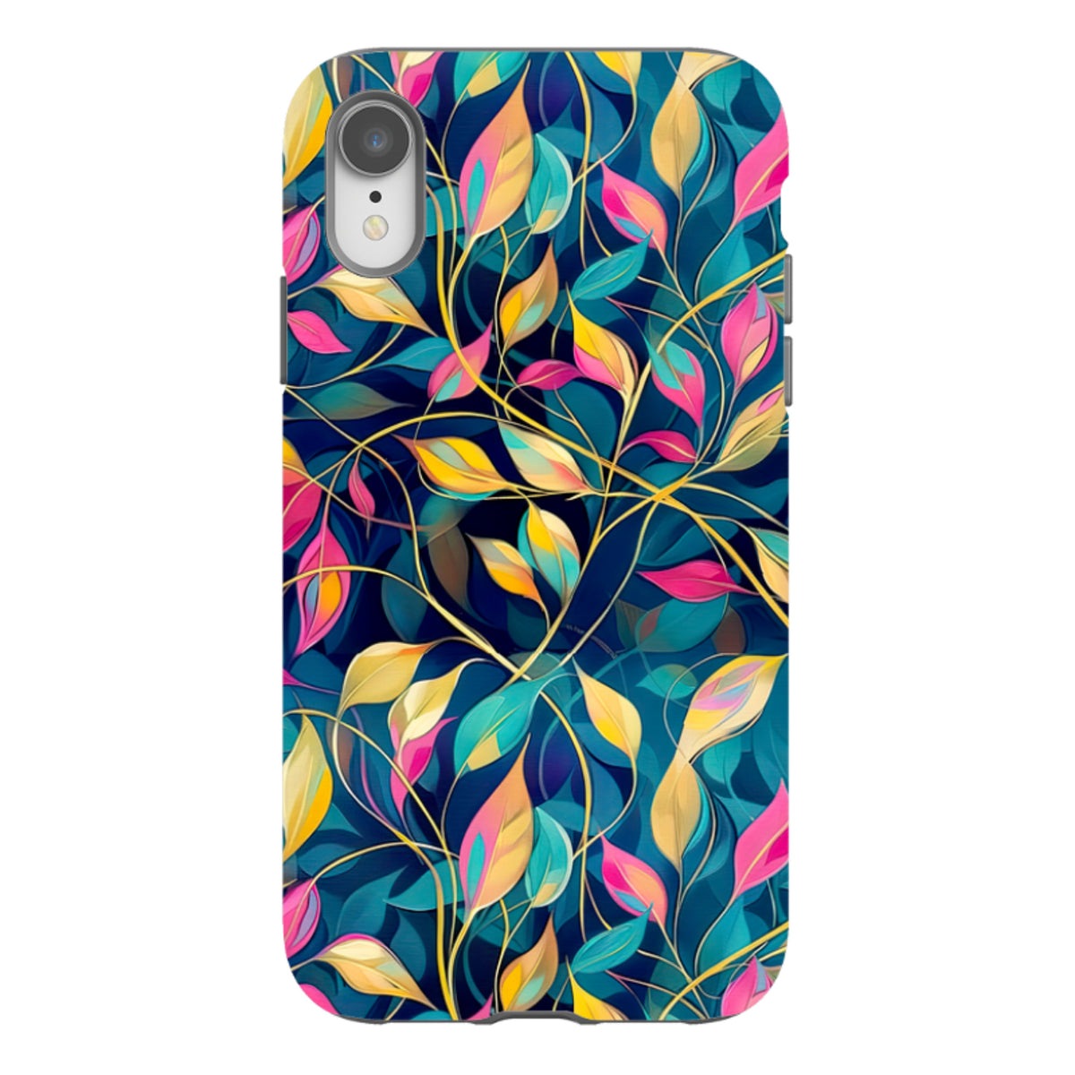 iPhone Tough Case - Pink and Teal Leaves