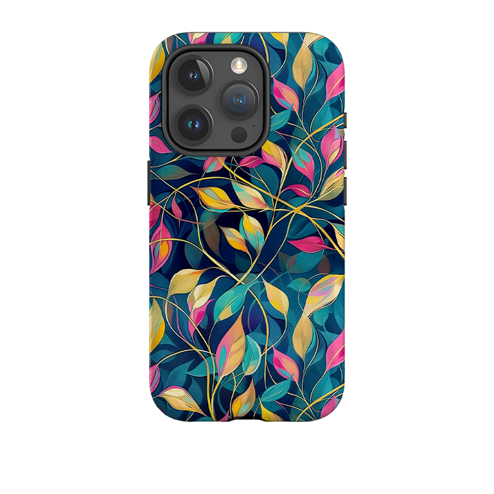 iPhone Tough Case – Rosa-türkise Blätter
