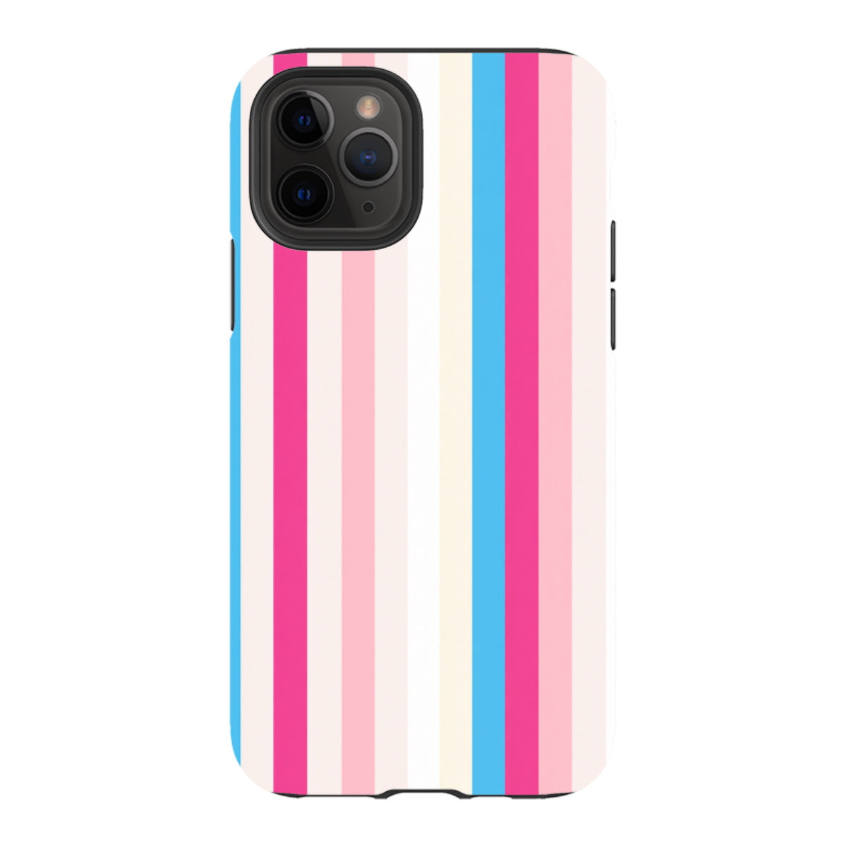 iPhone Tough Case - Pink, Blue & Cream Stripe