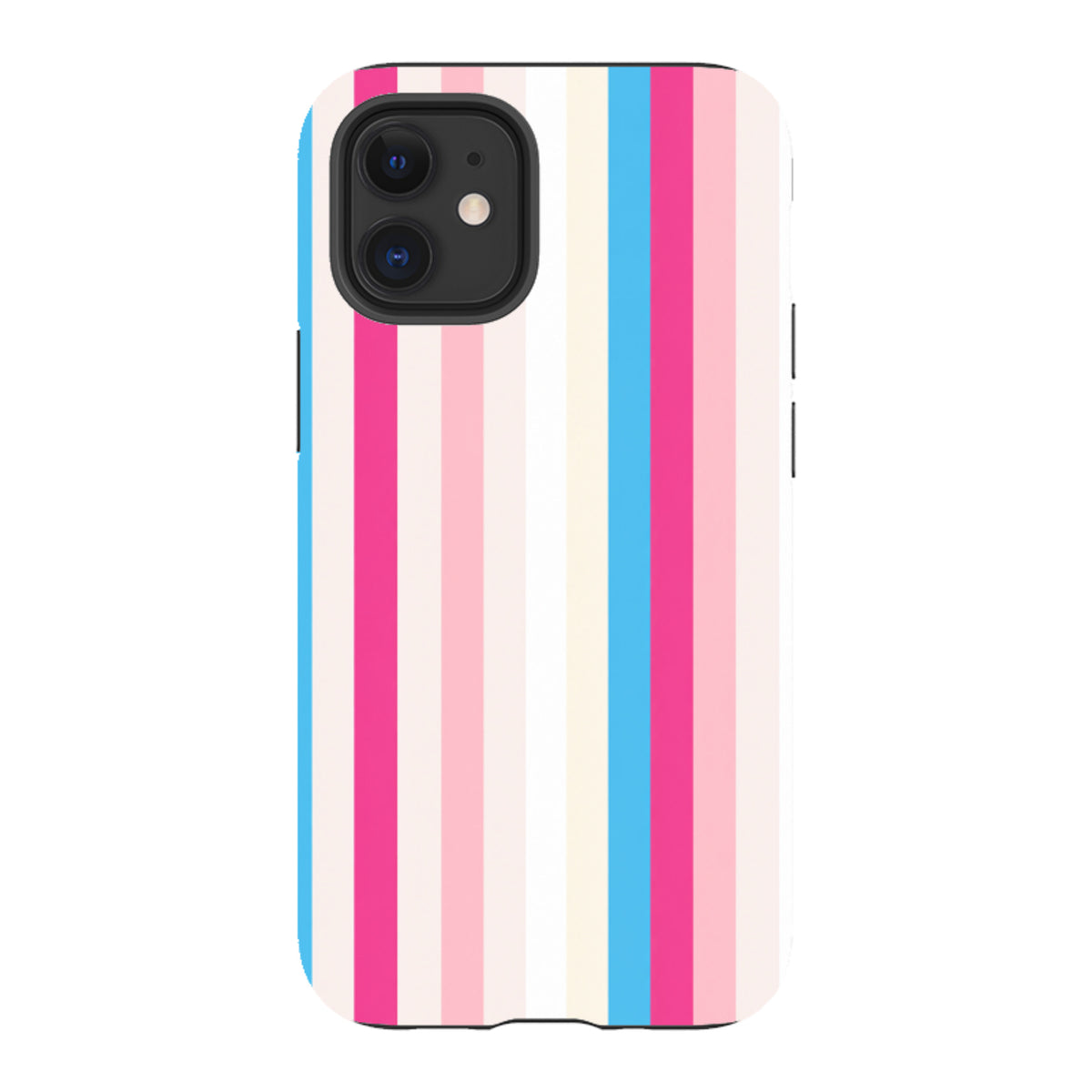 iPhone Tough Case - Pink, Blue & Cream Stripe