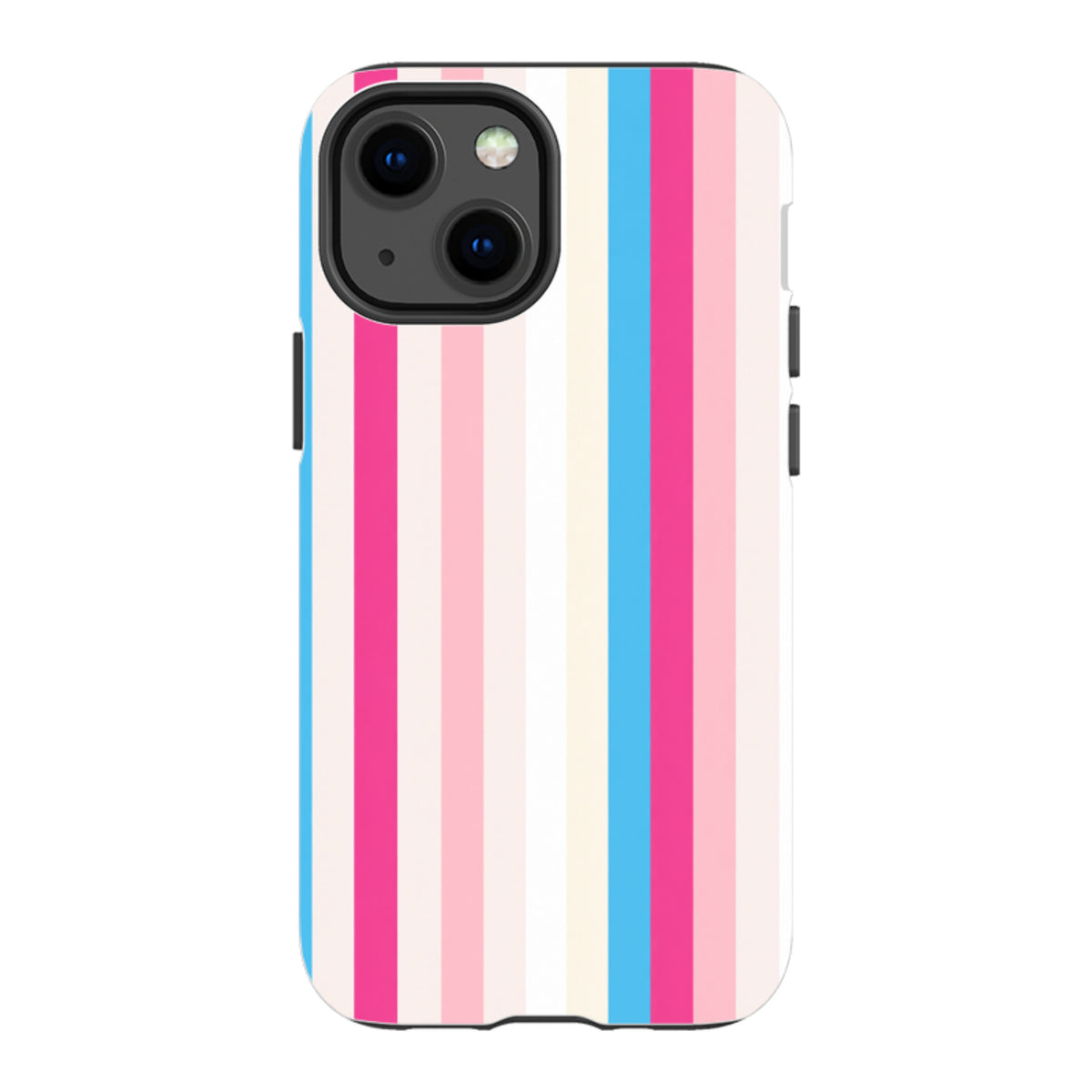 iPhone Tough Case - Pink, Blue & Cream Stripe