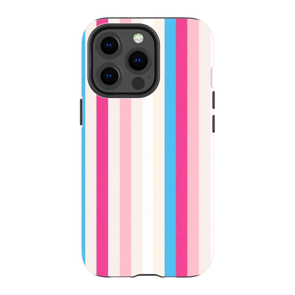 iPhone Tough Case - Pink, Blue & Cream Stripe