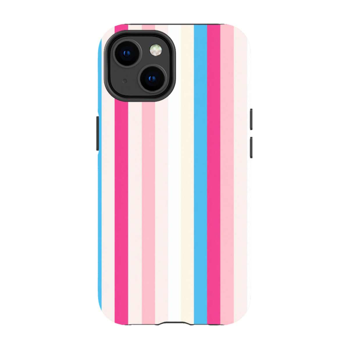 iPhone Tough Case - Pink, Blue & Cream Stripe