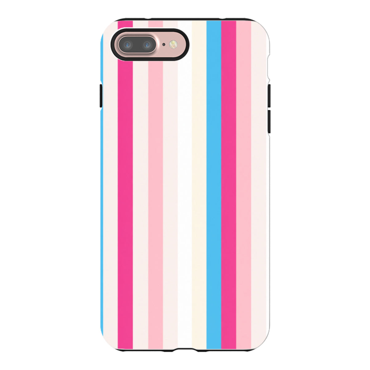 iPhone Tough Case - Pink, Blue & Cream Stripe