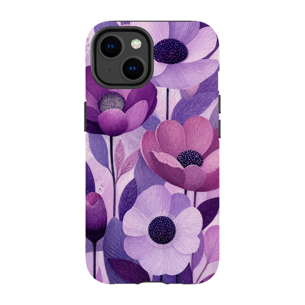 iPhone Tough Case - Purple Woodgrain Floral