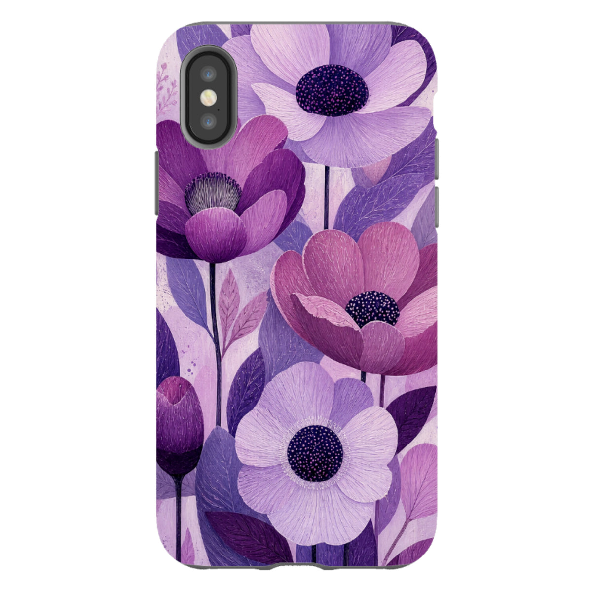 iPhone Tough Case - Purple Woodgrain Floral