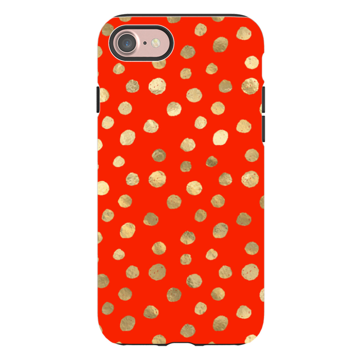iPhone Tough Case - Red and Golden Dots