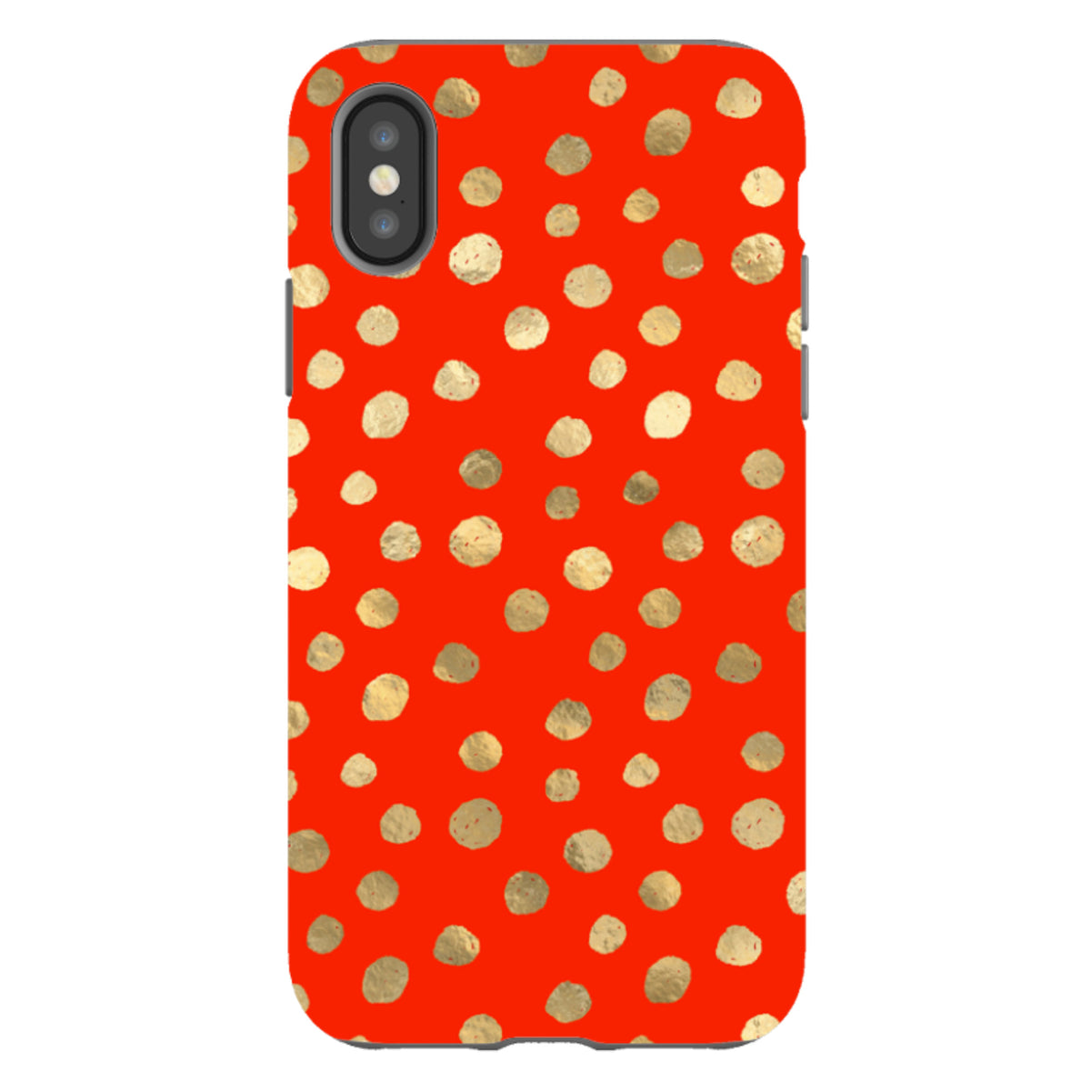 iPhone Tough Case - Red and Golden Dots