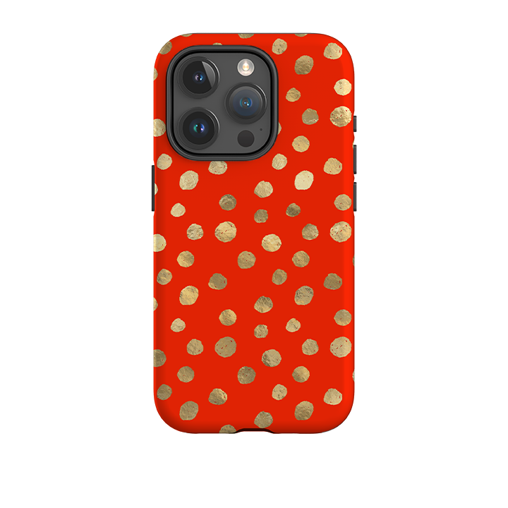iPhone Tough Case - Red and Golden Dots