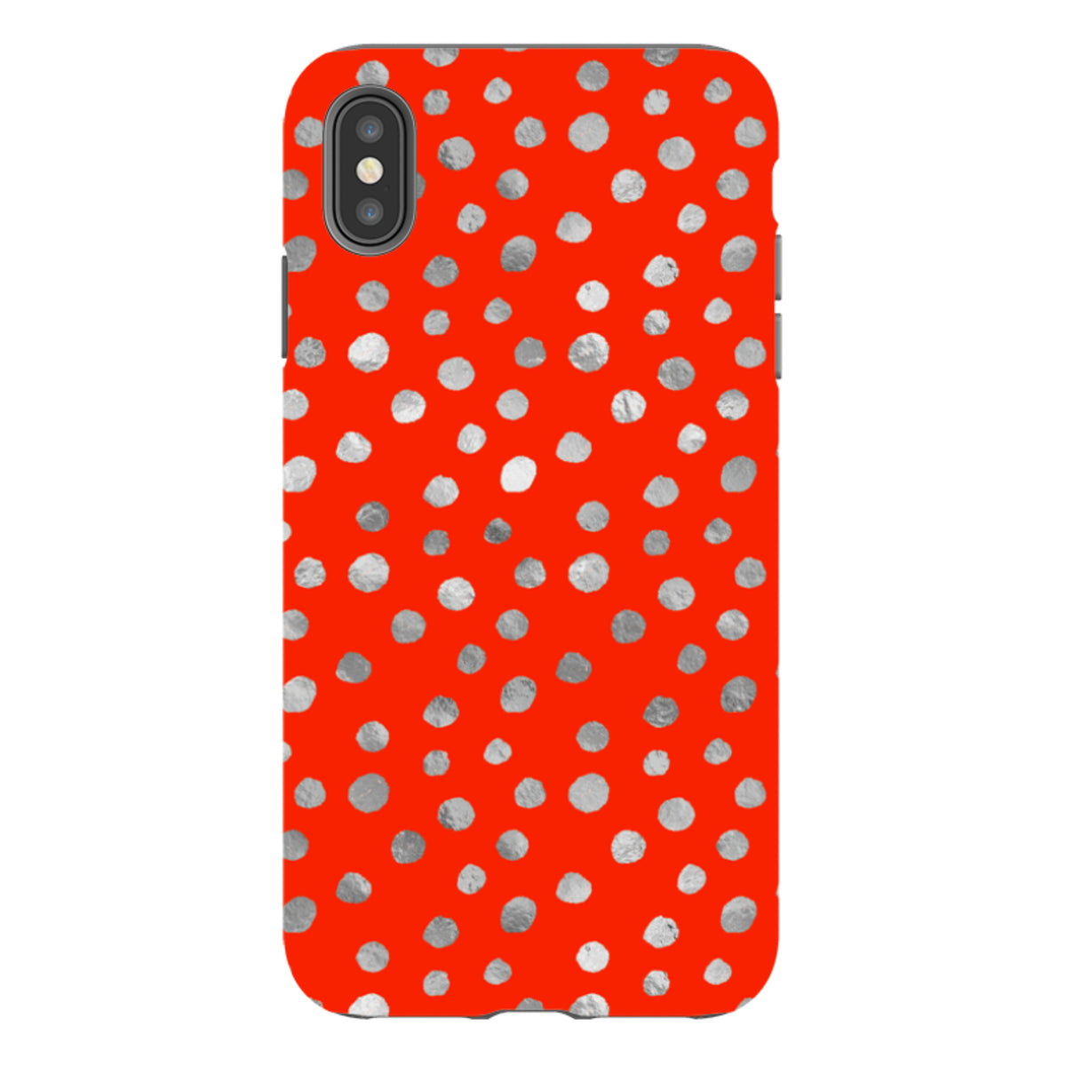 iPhone Tough Case - Red and Silver Dots