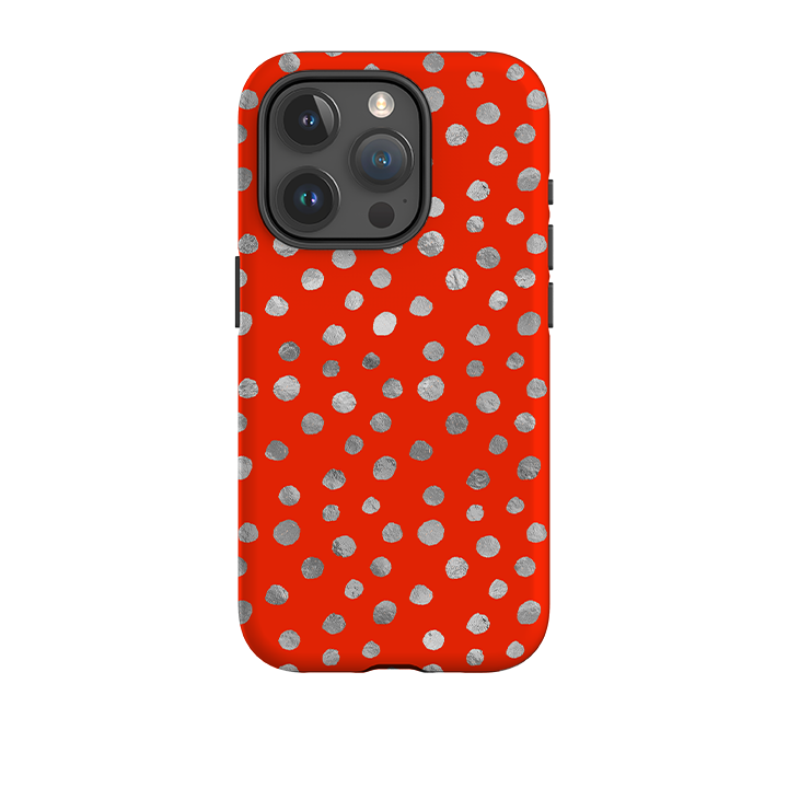 iPhone Tough Case - Red and Silver Dots