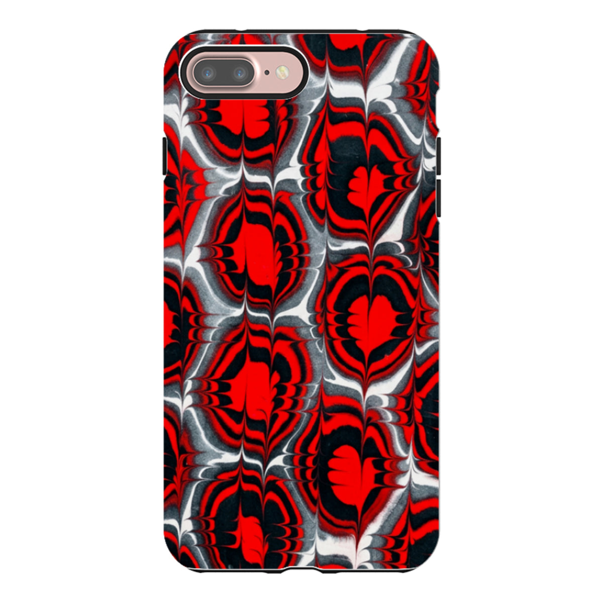 iPhone Tough Case - Red & Black Marble