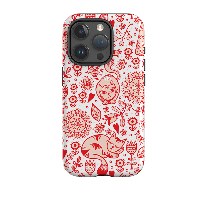 iPhone Tough Case - Red Cats By Suzy Taylor