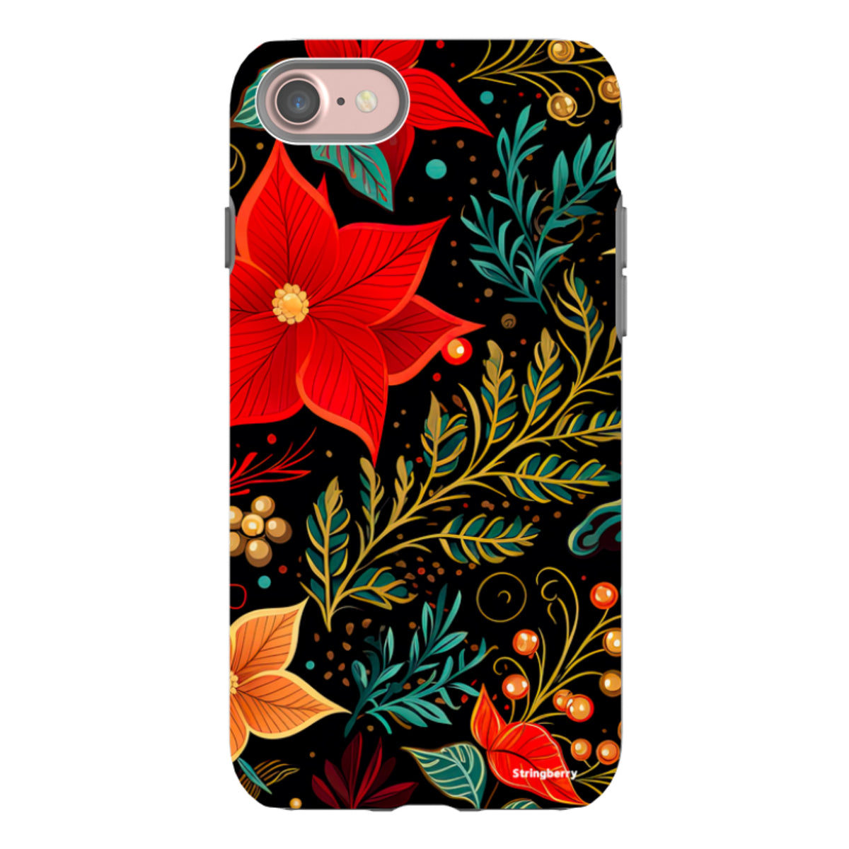 iPhone Tough Case - Red Winter Floral II
