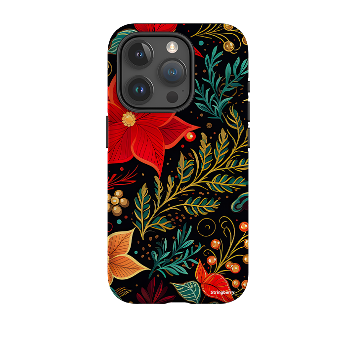 iPhone Tough Case - Red Winter Floral II
