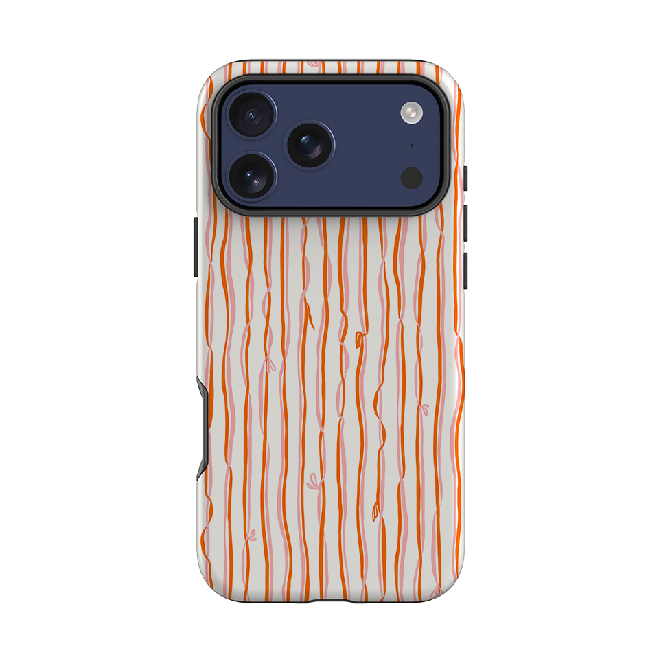 iPhone Tough Case - Ribbons orange and pink By Katherine Quinn
