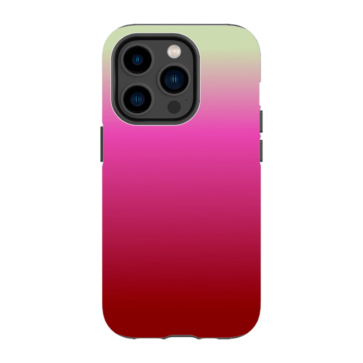 iPhone Tough Case in Rosa by Kitty Joseph featuring a smooth gradient from pale green to vibrant pink and deep red.