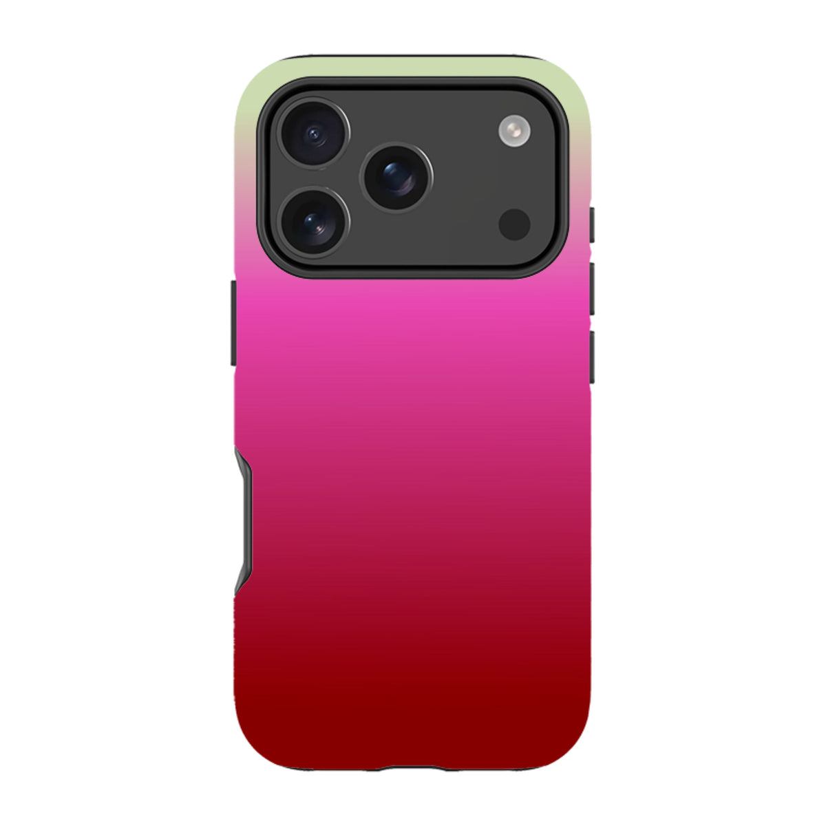 iPhone Tough Case in Rosa gradient featuring a vibrant pink to red ombre design with a protective dual-layer shell.