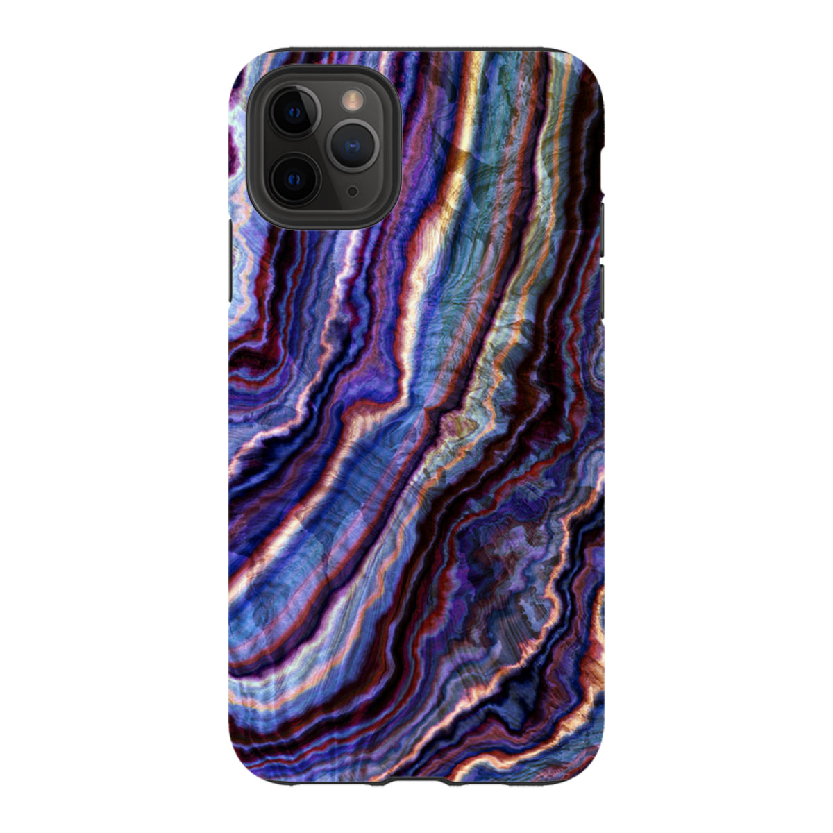 Royal Agate iPhone tough case featuring a vibrant, high-definition purple and blue marbled stone pattern design.