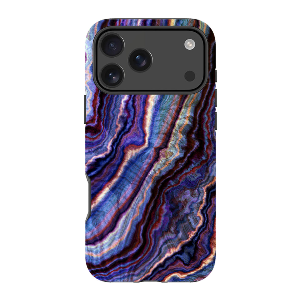 Royal Agate iPhone tough case with a high-definition purple and blue marbled pattern and a protective dual-layer design.