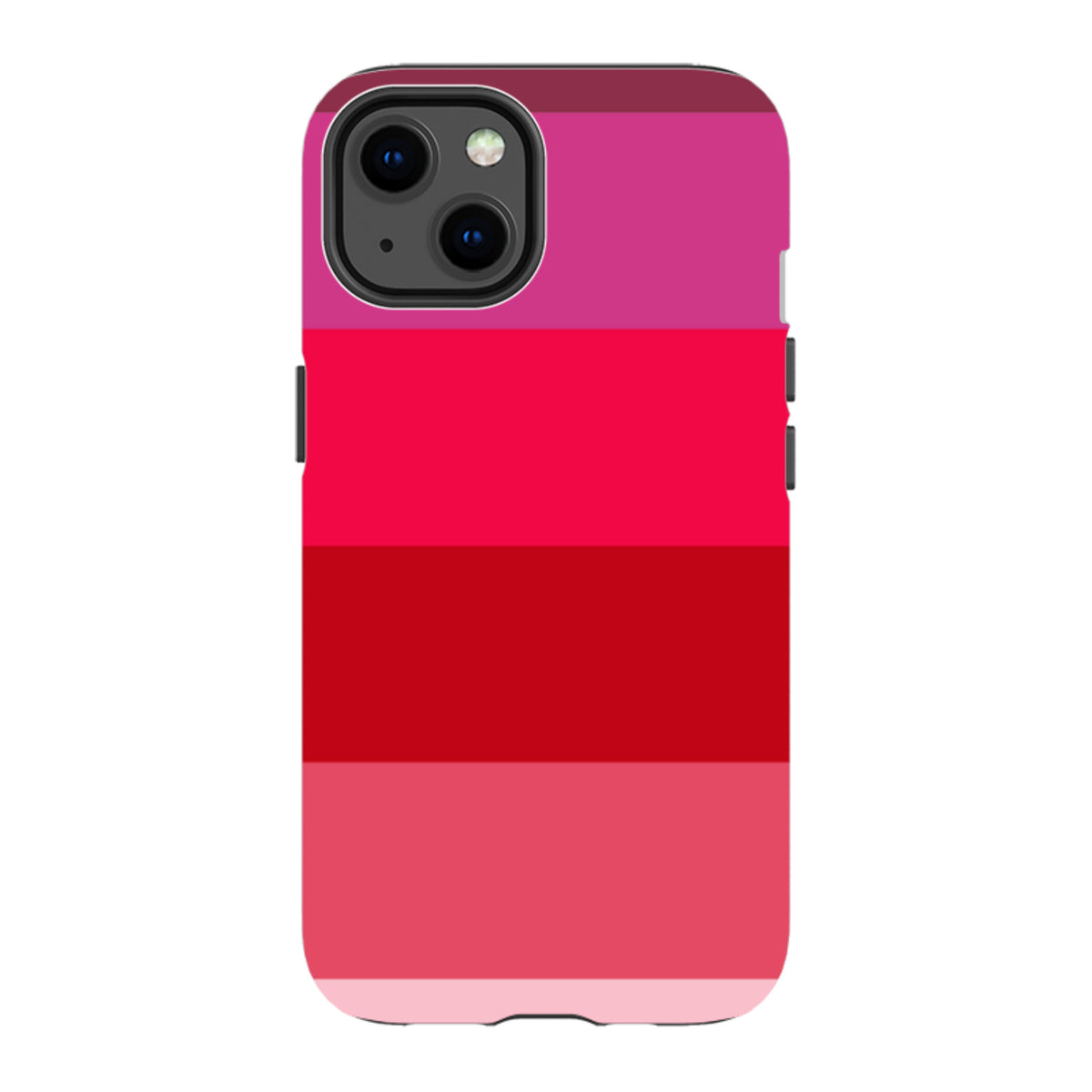 iPhone Tough Case featuring Ruby Grade horizontal red and pink stripes with a dual-layer protective design.