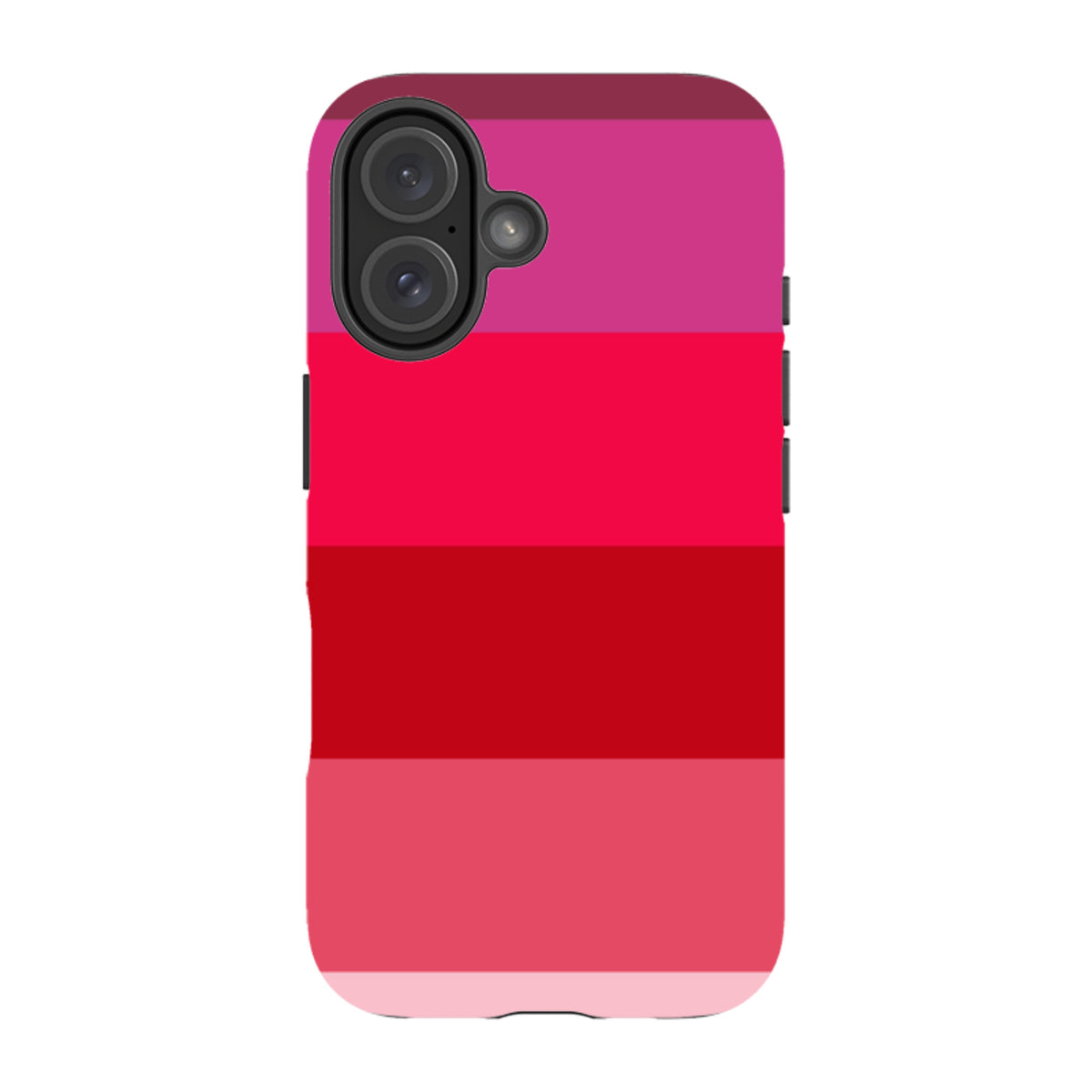 iPhone Tough Case in Ruby Grade by Kitty Joseph featuring horizontal stripes in various shades of red and pink.