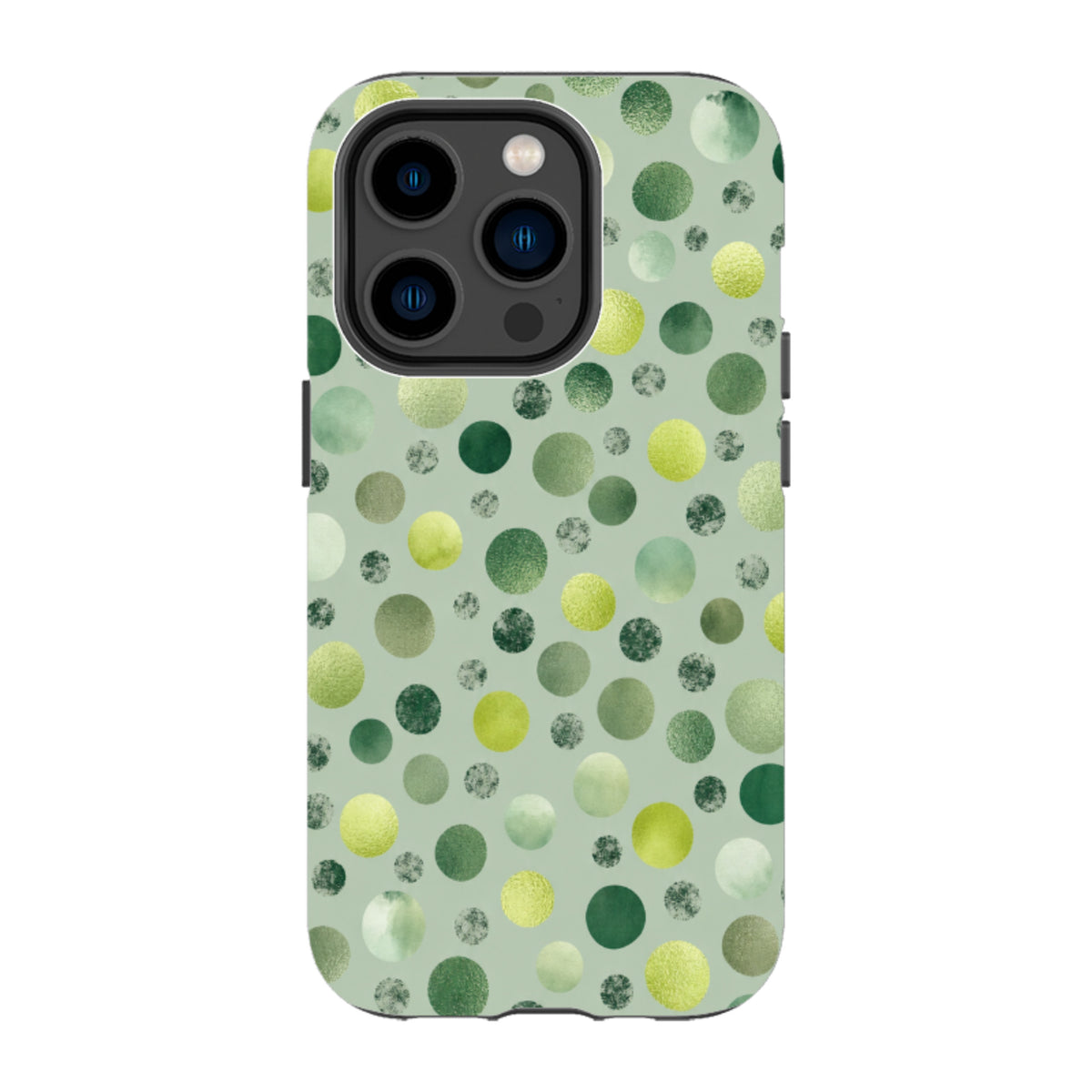 iPhone Tough Case - Sage Green Polka Dot