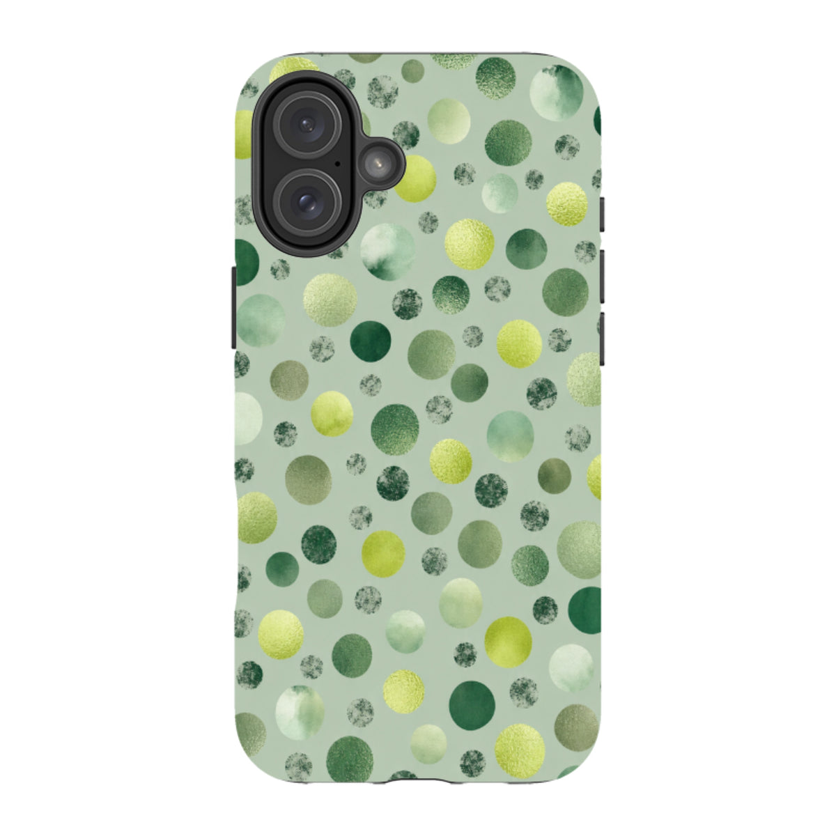 iPhone Tough Case - Sage Green Polka Dot