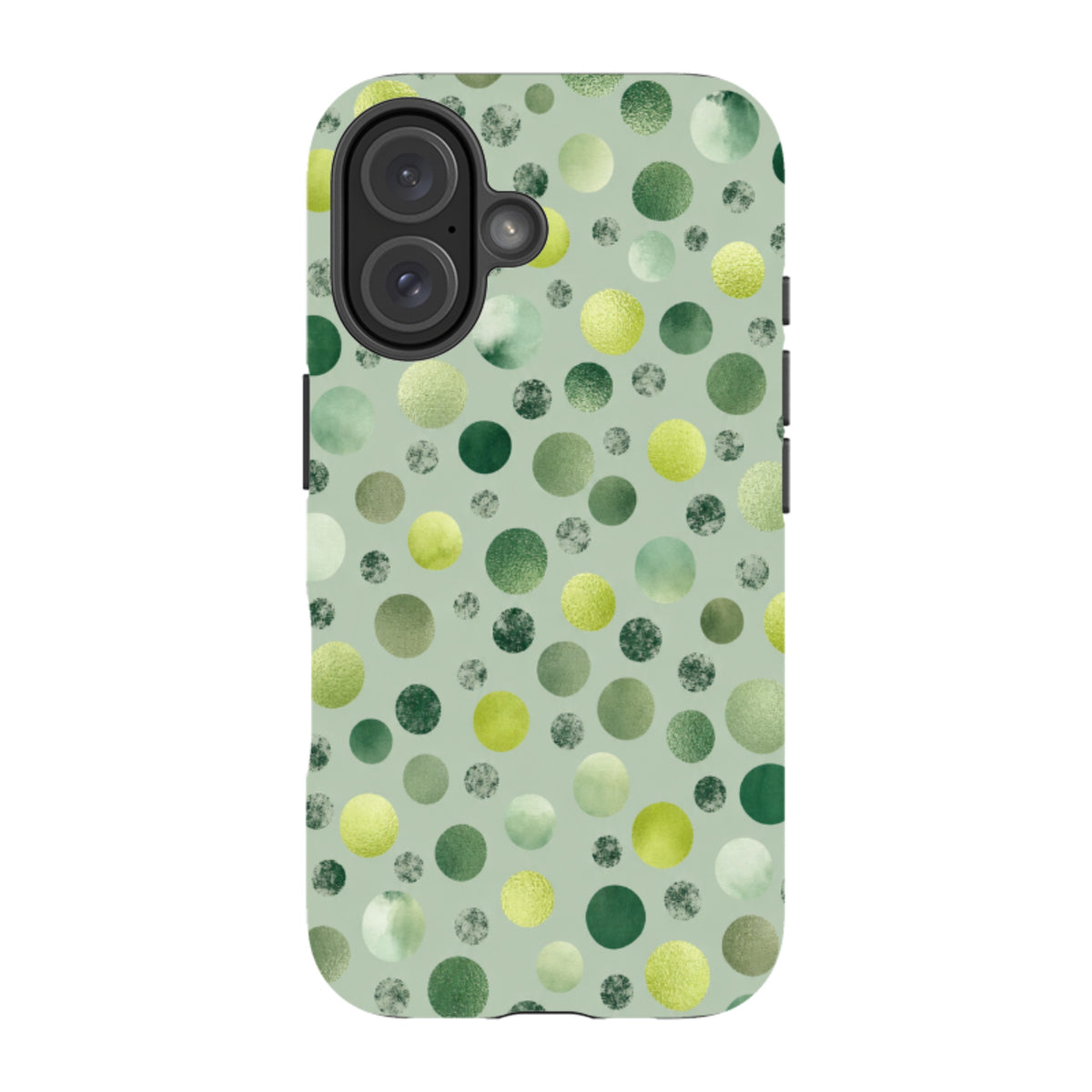 iPhone Tough Case - Sage Green Polka Dot