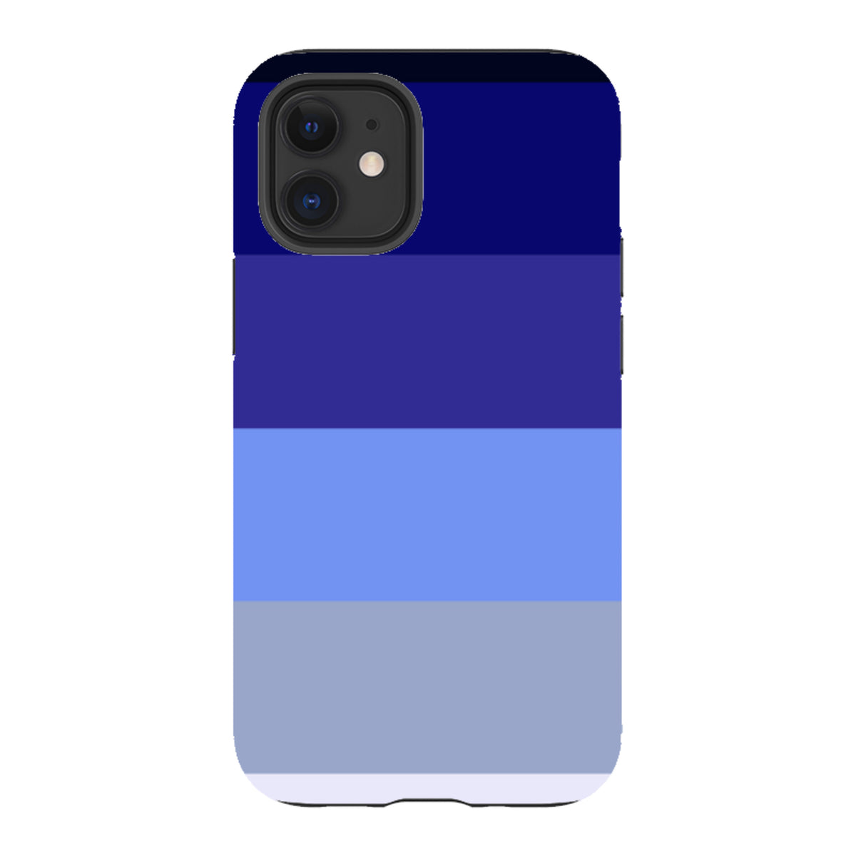 Sapphire Grade iPhone tough case featuring a high-definition, dual-layer design with horizontal blue gradient stripes.