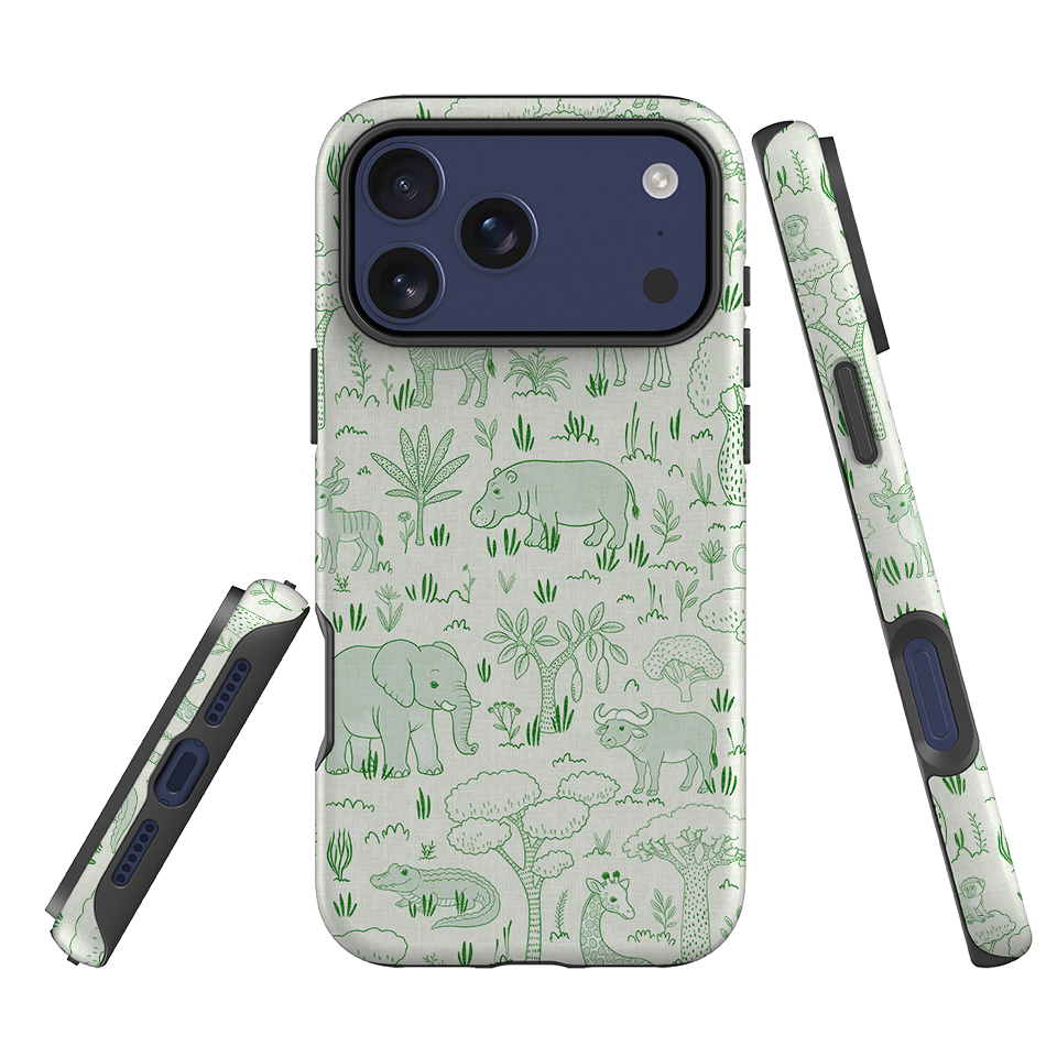 iPhone Tough Case - Savanna Wildlife - Green By Katherine Quinn