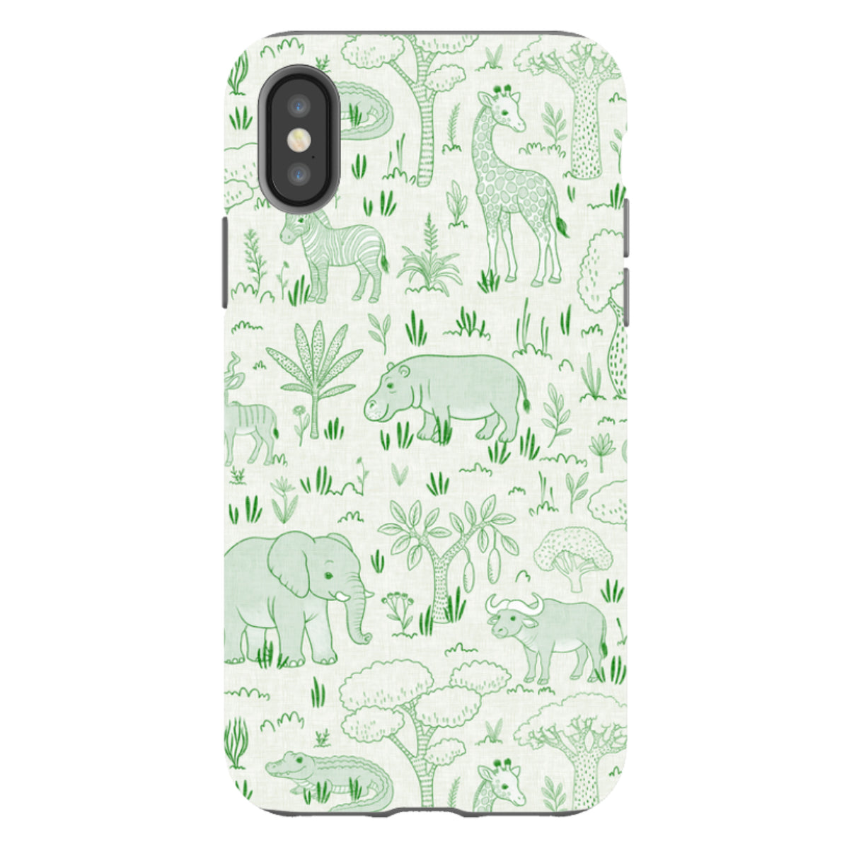 iPhone Tough Case - Savanna Wildlife - Green By Katherine Quinn