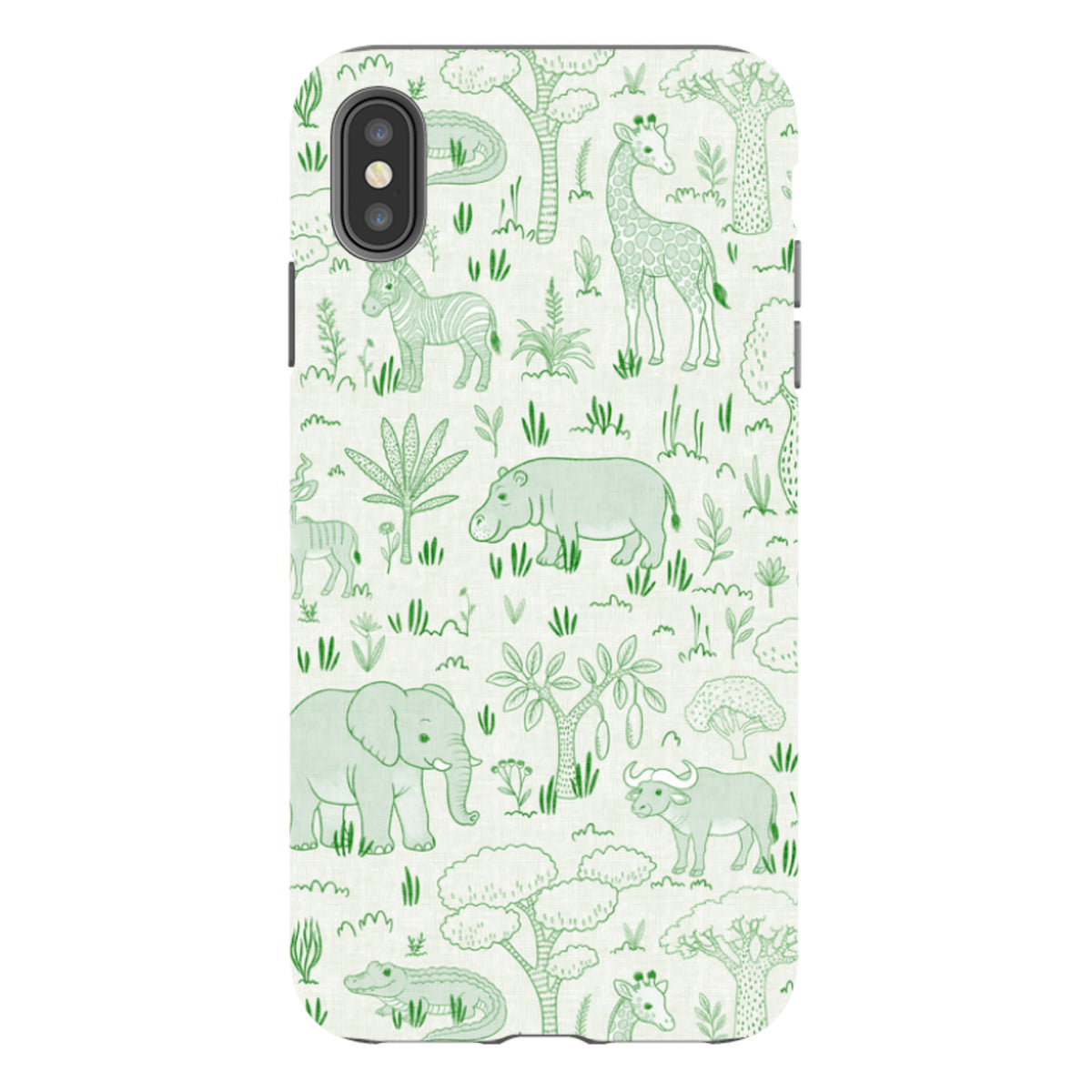 iPhone Tough Case - Savanna Wildlife - Green By Katherine Quinn