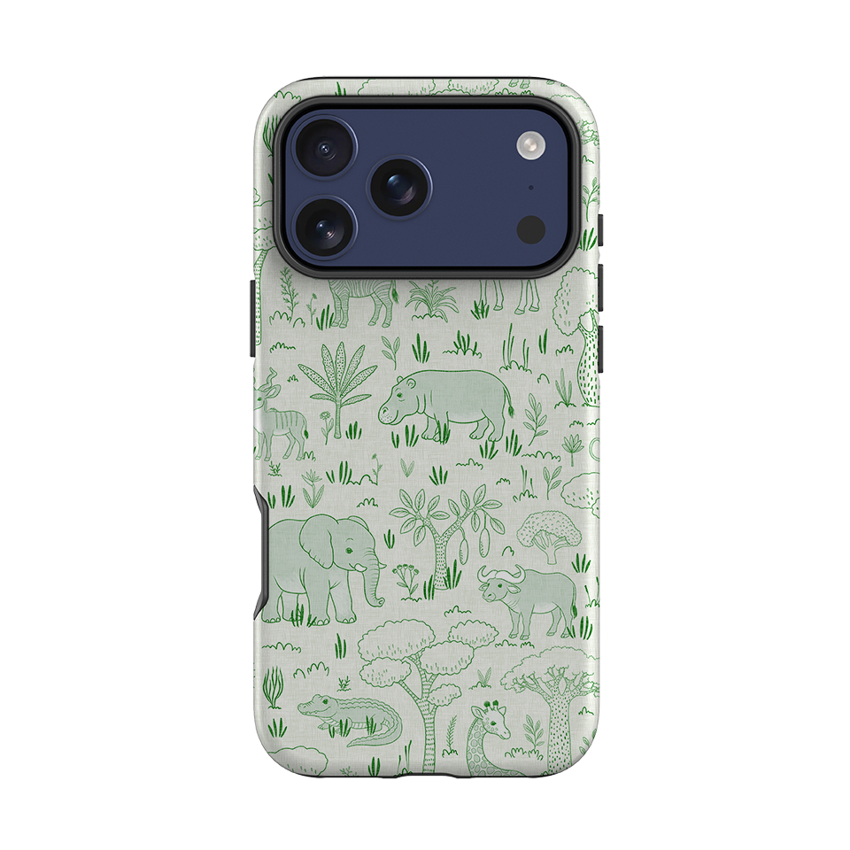iPhone Tough Case - Savanna Wildlife - Green By Katherine Quinn