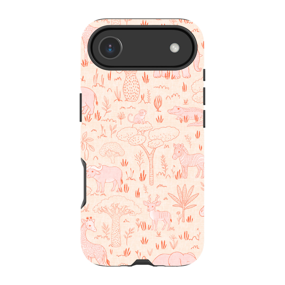 iPhone Tough Case - Savanna Wildlife - Pink and Red By Katherine Quinn