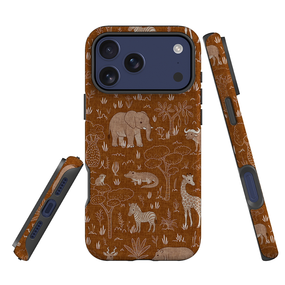iPhone Tough Case - Savanna Wildlife - Rust By Katherine Quinn