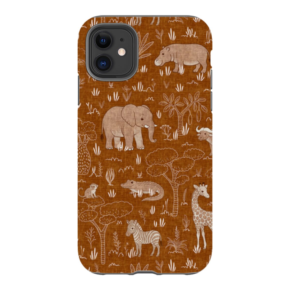 iPhone Tough Case - Savanna Wildlife - Rust By Katherine Quinn