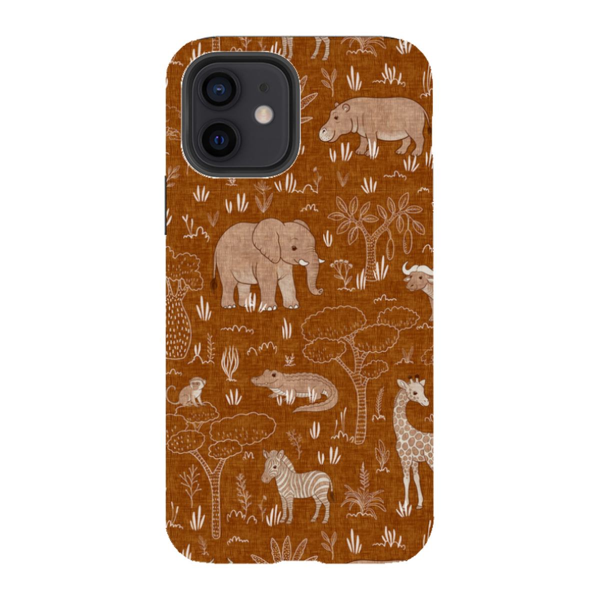 iPhone Tough Case - Savanna Wildlife - Rust By Katherine Quinn