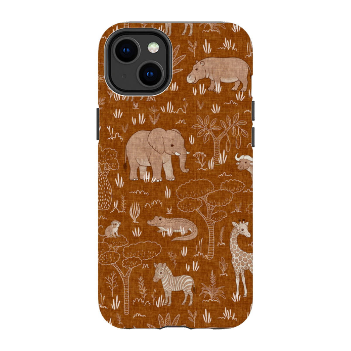 iPhone Tough Case - Savanna Wildlife - Rust By Katherine Quinn