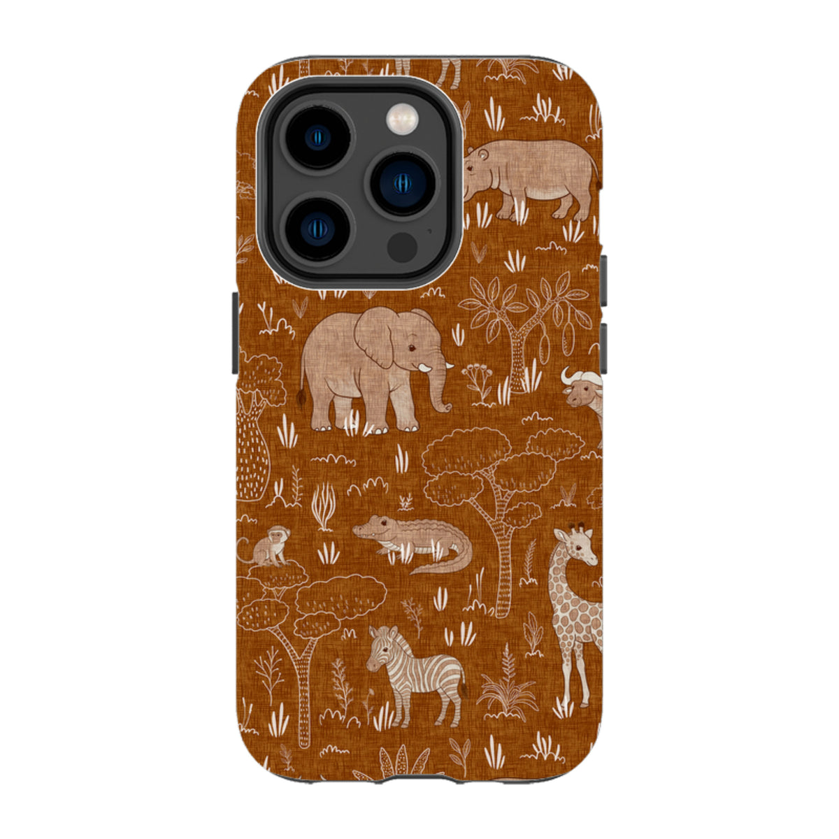 iPhone Tough Case - Savanna Wildlife - Rust By Katherine Quinn