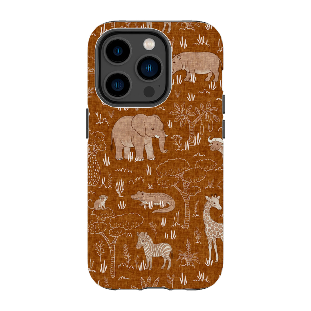 iPhone Tough Case - Savanna Wildlife - Rust By Katherine Quinn